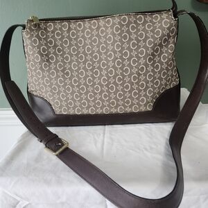 Vintage CELINE Brown and Cream Crossbody Bag